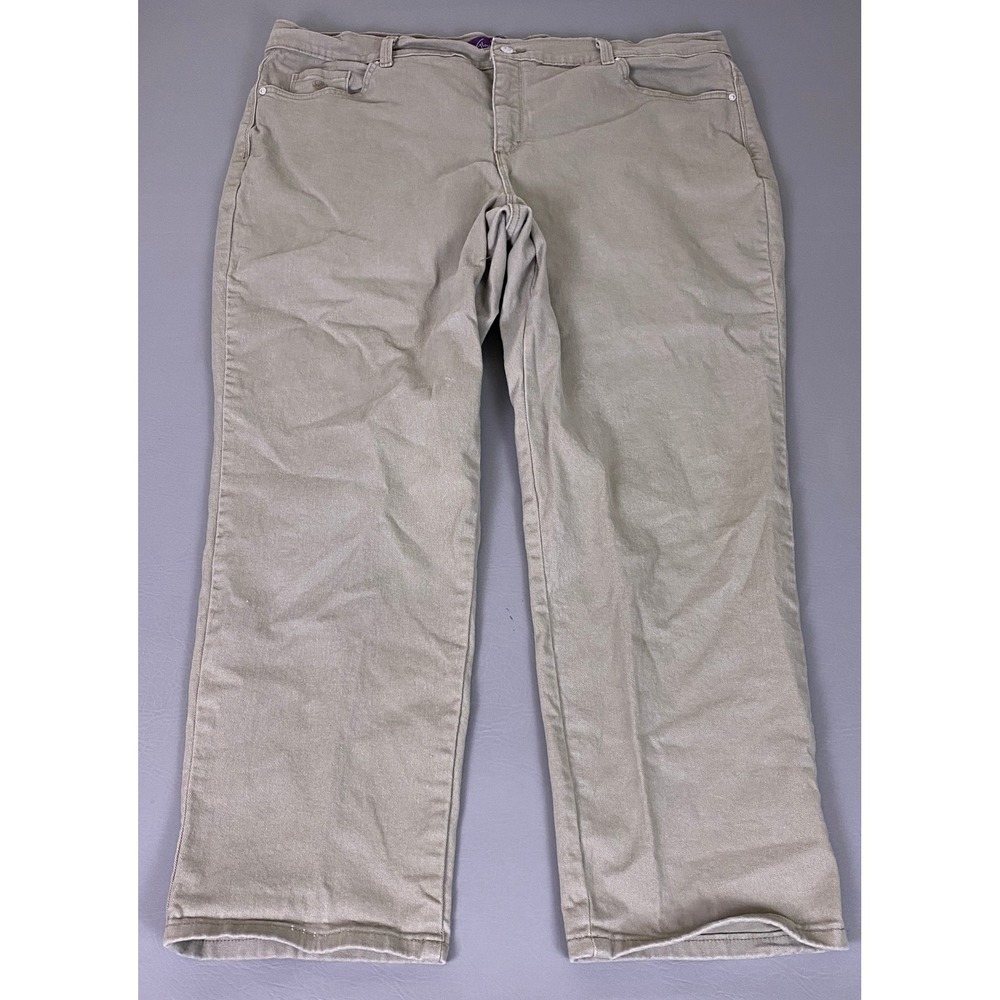 Gloria Vanderbilt Amanda Jeans Plus Size 22W Khaki Tan High Rise Tapered Stretch